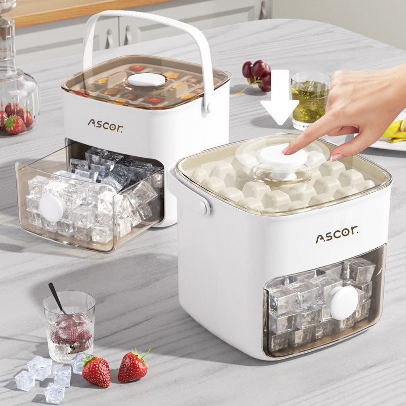 Press-Type Ice Tray with Storage Box