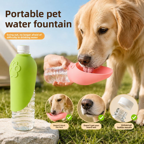 Silicone Pet Water Dispenser with Lanyard