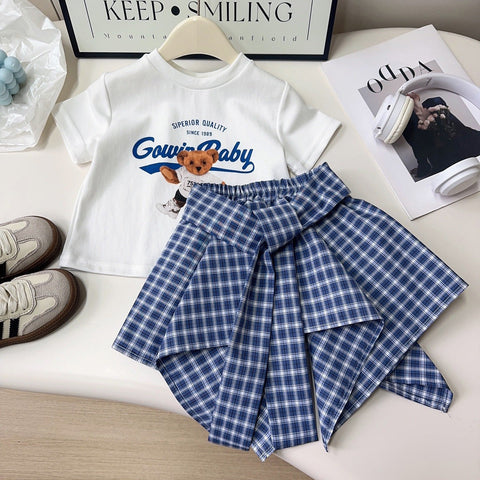 Girl's Bear T-Shirt and Skirt Set