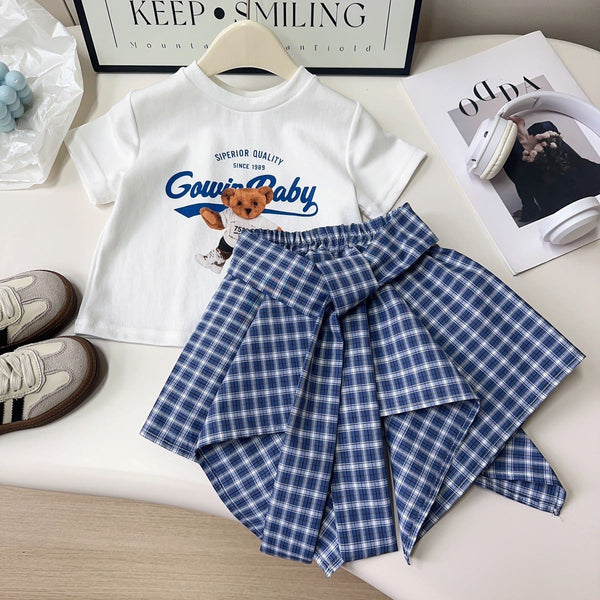 Girl's Bear T-Shirt and Skirt Set
