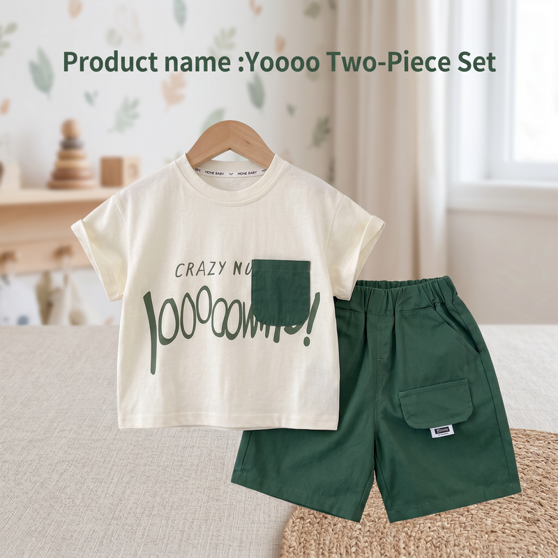 Color-Block Cotton Two-Piece Set