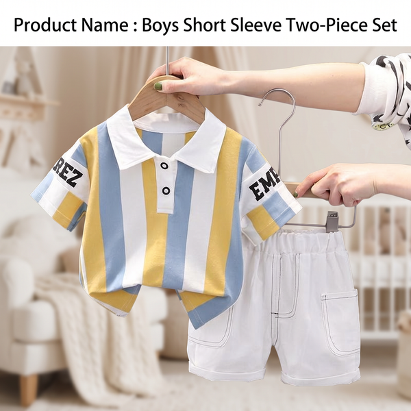 Cotton Stripe & Cartoon Tee Set