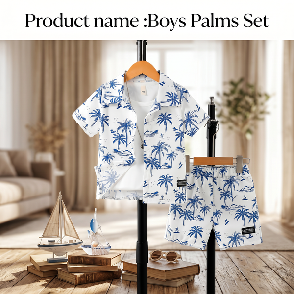 Leaf Print Shirt & Shorts Set
