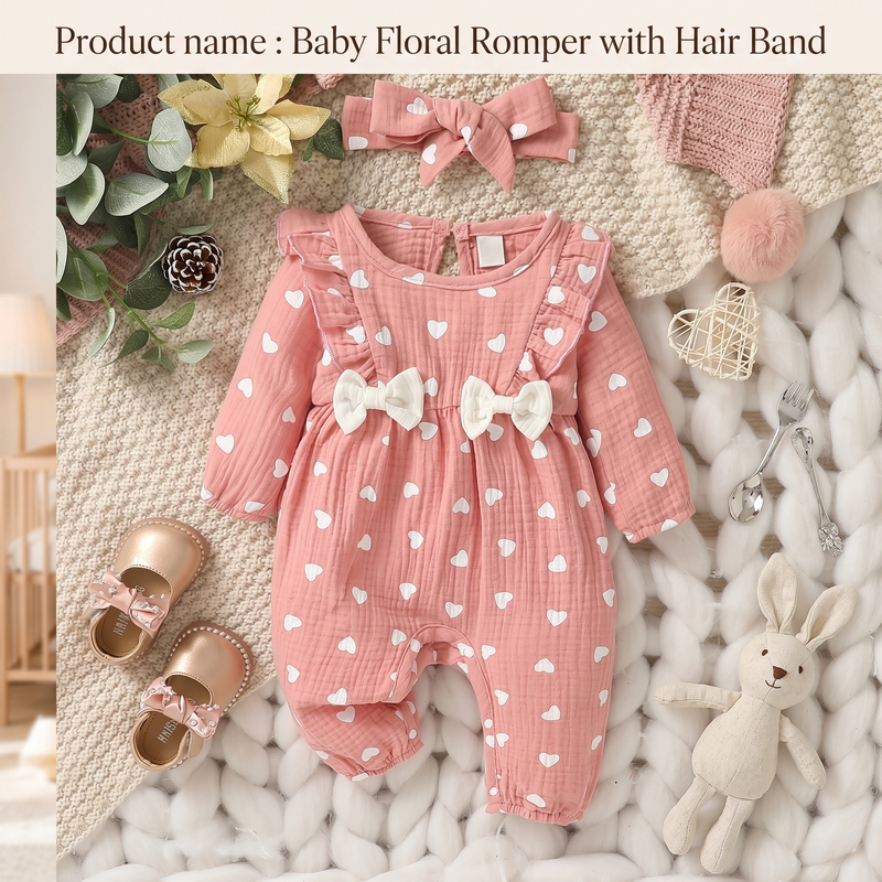 Baby Floral Romper with Hair Band