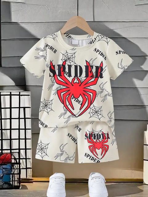 Boys Cartoon Print Tee & Shorts Set