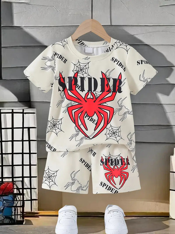 Boys Cartoon Print Tee & Shorts Set